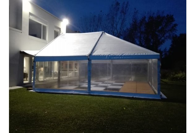 CARPA DE 8 MTS DE FRENTE TECHO TRANSPARENTE